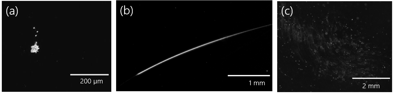 ARGOS images of different defect types: (a) dig (b) scratch (c) contamination 
